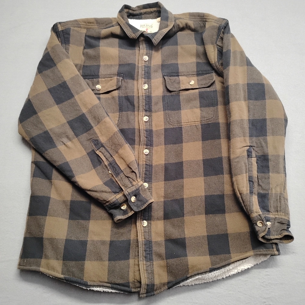 RedHead Black and Tan Plaid Sherpa-Lined Shirt Jacket